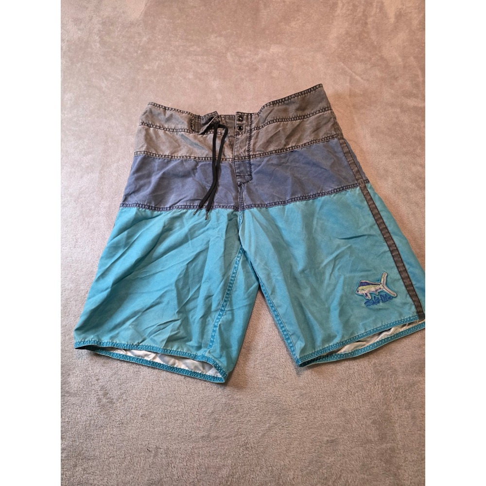 Salt Life Board Shorts Mens Size 34 Blue Gray SLX-QD Fishing Swim Trunks